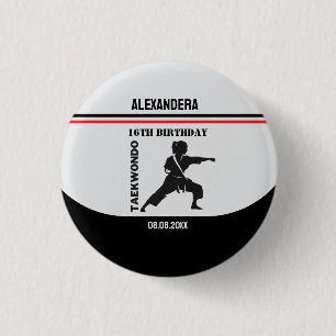 Taekwondo-speler, Verjaardagscadeau, Team Karate Ronde Button 3,2 Cm