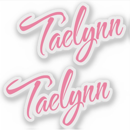 Taelynn naam roze cursief x2 sticker (Voorkant)