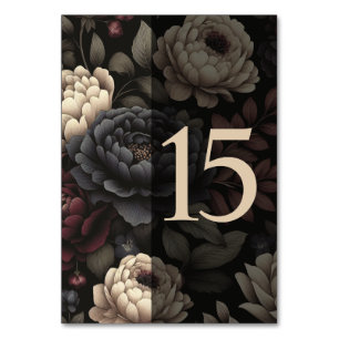 Tafel 15 met Navy Blauwe en Bourgondiërode Bloemen Kaart