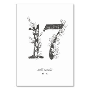 Tafel 17 Mooie Bloemenschets Krans Bruiloft Kaart