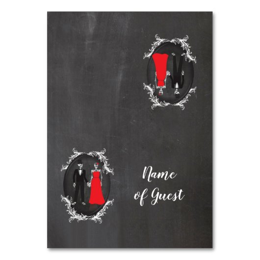 Tafel Kaarten Naam van de gast bruiloft schedel sk (Voorkant)