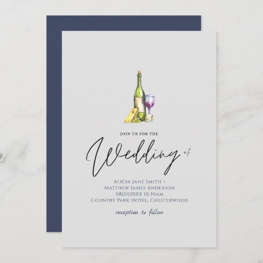 Tafel met wijn en kaas voor bruiloft (Voorkant / Achterkant)