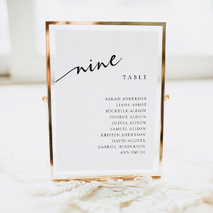 Tafel Nummer 9 Stoelenkaart voor negen personen Kaart