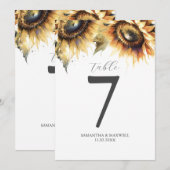 Tafel Nummer Waterverf Zonnebloemen Kaart (Voorkant / Achterkant)
