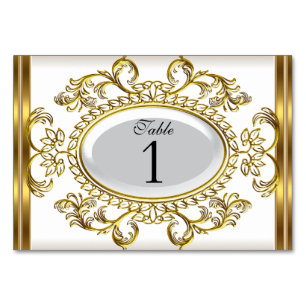 Tafel Nummerkaarten Royal Wit Goud Kaart