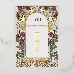 Tafel nummers Bougainvillea Bourgondië Goud Bruilo Folie Uitnodiging
