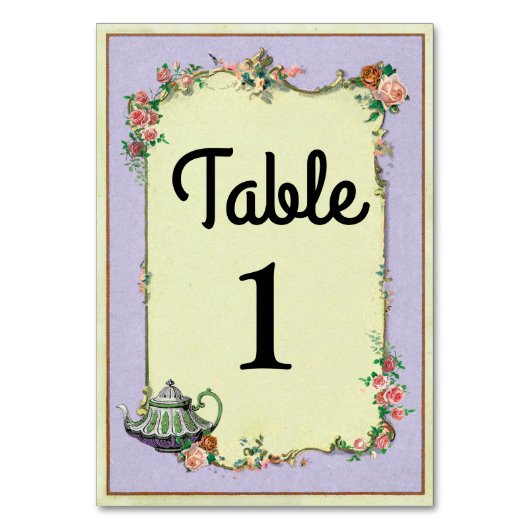 Tafel Nummers Bruiloft Wonderland Theekop Kaarten (Voorkant)