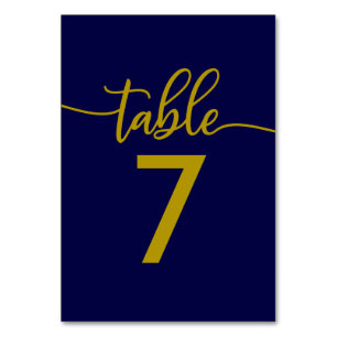 Tafel Nummers Elegante Goud Navy Blauwe Trouwdag Kaart