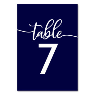 Tafel Nummers   Elegante Navy Blauwe Bruiloft Kaart
