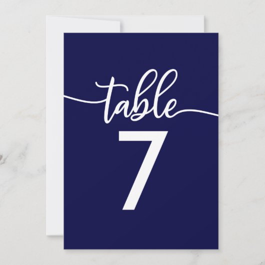 Tafel Nummers | Elegante Navy Blauwe Bruiloft Kaart (Voorkant)