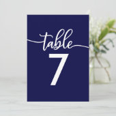 Tafel Nummers | Elegante Navy Blauwe Bruiloft Kaart (Staand voorkant)