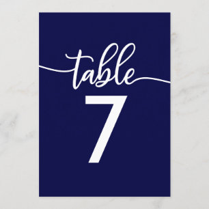 Tafel Nummers Elegante Navy Blauwe Bruiloft Kaart