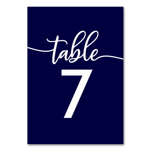Tafel Nummers | Elegante Navyblauwe Huwelijk Kaart (Voorkant)