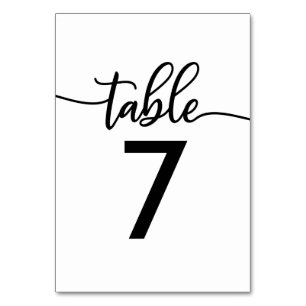 Tafel Nummers Elegante Zwarte en Witte Bruiloft Kaart