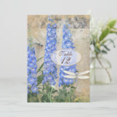 Tafel nummers Libel Vlinder Delphinium Kunst Kaart (Staand voorkant)