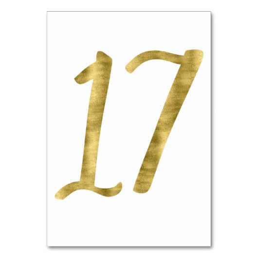 Tafel nummers met goud folie-effect Nummer 17 Kaart (Voorkant)