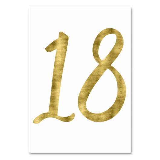 Tafel nummers met goud folie-effect nummer 18 kaart (Voorkant)
