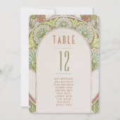Tafel Nummers Vintage Art Nouveau Bruiloft Kaart (Voorkant)