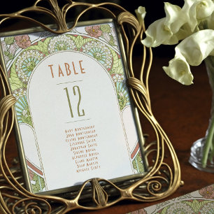 Tafel Nummers Vintage Art Nouveau Bruiloft Kaart