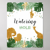 Tafel oerwoud Watering-gat Sign Zoo Safari Drink Poster (Voorkant)