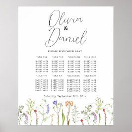 Tafel Trouwen Zitplaatsen 8 Wildflowers Bloemen Poster