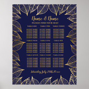 Tafel Trouwposter Zitplaatsen Goud 9 Zitplaatsenpl Poster
