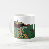 Tafel voor vintage roulette casino spel, gokchips koffiemok (Voorkant links)