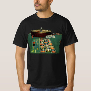 Tafel voor vintage roulette casino spel, gokchips t-shirt