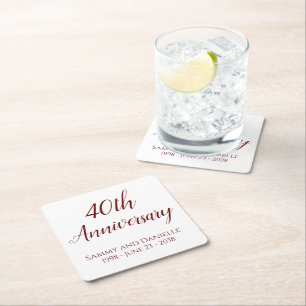 Tafelaccessoires Drink Coasters 40-jarig jubileumf Vierkante Kartonnen Onderzetter