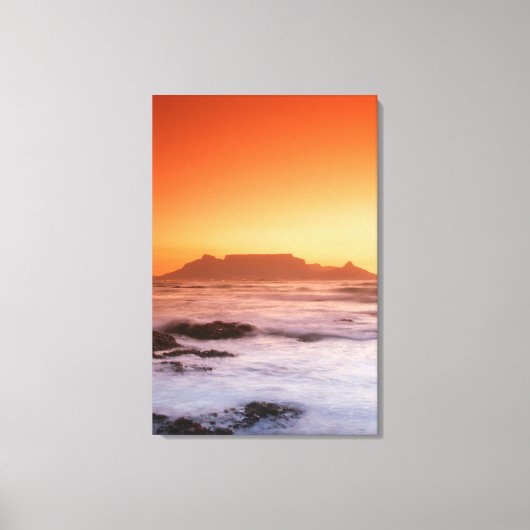 Tafelberg bij zonsondergang, Bloubergstrand Canvas Afdruk (Voorkant)