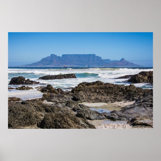 Tafelberg met strand en rotsen poster (Voorkant)