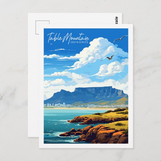 Tafelberg Zuid-Afrika vintage reisplaats Briefkaart (Voorkant / Achterkant)