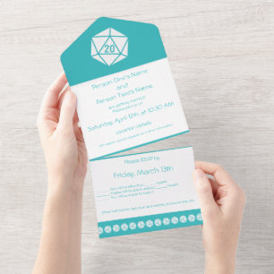 Tafelblad Chic in Turquoise All In One Uitnodiging