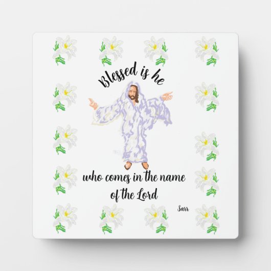 Tafelblad Ezel met Canvas: Gezegend is hij. Fotoplaat (Voorkant)