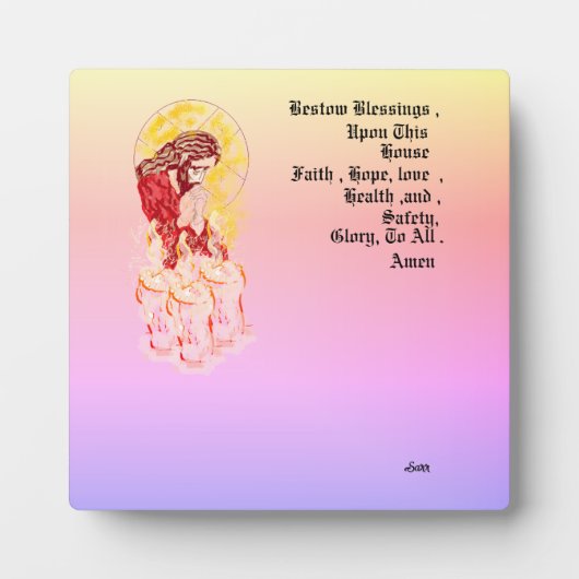Tafelblad Ezel met Canvas: Zegen dit huis Fotoplaat (Voorkant)