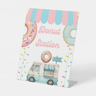 Tafelblad Voedsel Bord Donut Station Reclamebord Met Voetstuk