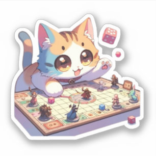 Tafelbladspel met kat die dobbelstenen gooit sticker