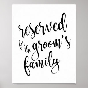Tafelbord 'Gereserveerd voor familie bruidegom' 8x Poster