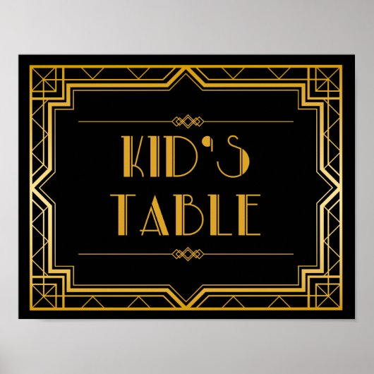 Tafelbord van het kind | Gatsby Art Deco Poster (Voorkant)