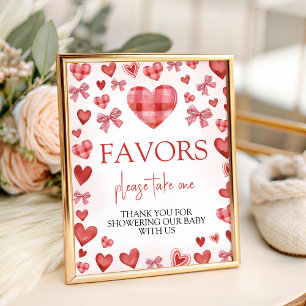 Tafelbord voor baby shower favor geschenken met ee reclamebord met voetstuk