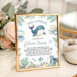 Tafelbord Zeedieren Tijdscapsule Reclamebord Met Voetstuk