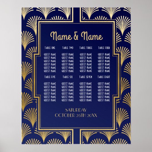 Tafelbruiloft Gatsby Art Deco 1920s Poster Zitplaa (Voorkant)