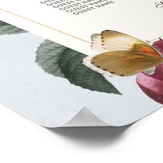 Tafelbruiloft Zitplaatsen 12 Bloom Butterfly Flora Poster (Hoek)