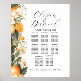 Tafelbruiloft Zitplaatsen 8 Bloemen Citrus Sinaasa Poster