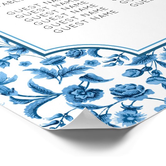 Tafelbruiloft Zitplaatsen 8 Chintz Blauw & Wit Blo Poster (Hoek)