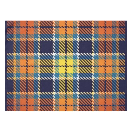 Tafeldoek Navy Blue Sinaasappel Plaid Tafelkleed (Voorkant (Horizontaal))