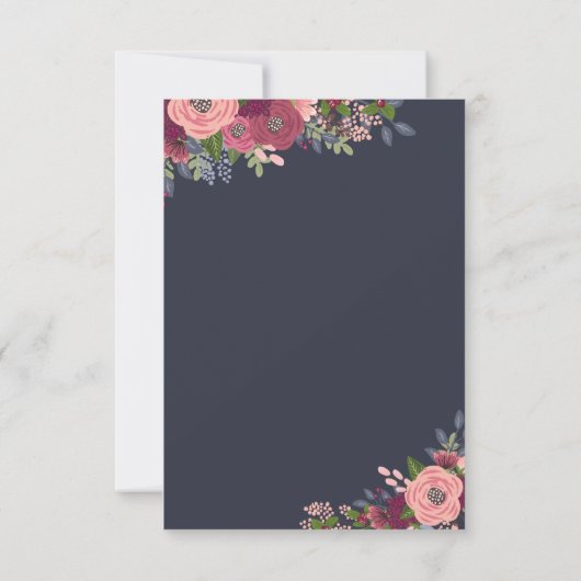 Tafelkaart met bloemen in Bourgondië en Blush Kaart (Achterkant)