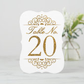 Tafelkaart met gouden glittereffect voor bruiloft  kaart (Staand voorkant)