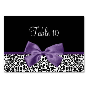 Tafelkaart Modern Leopard Acai Paars Ribbon Kaart