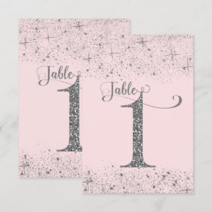 Tafelkaart Roze Zilver Glitter Nummer 1 Kaart